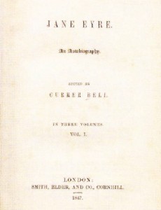 Foaia de titlu a primei editii a romanului "Jane Eyre"
