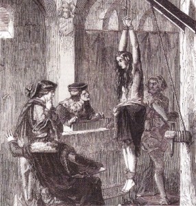 Femeie din Evul Mediu, invinuita de vrajitorie. Eric Deschamps, sec. XIX