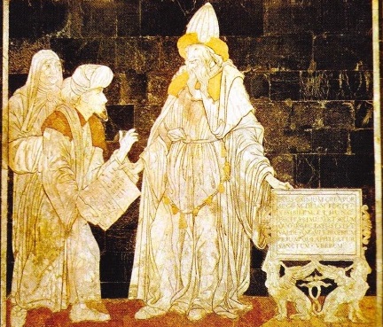 Hermes Trimegistul si Moise. Mozaic de Giovanni Di Stefano. Catedrala din Siena