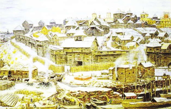 Kremlinul-din-Moscova-in-timpul-lui-Ivan-Kalita-pictura-de-Fyodor-Alekseyev